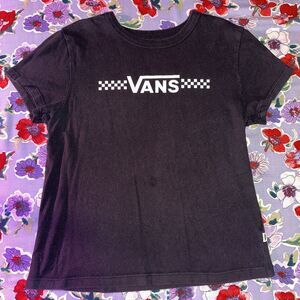 Vans sz Small Girls Black Checkered Faded Tshirt Skate Skateboarding